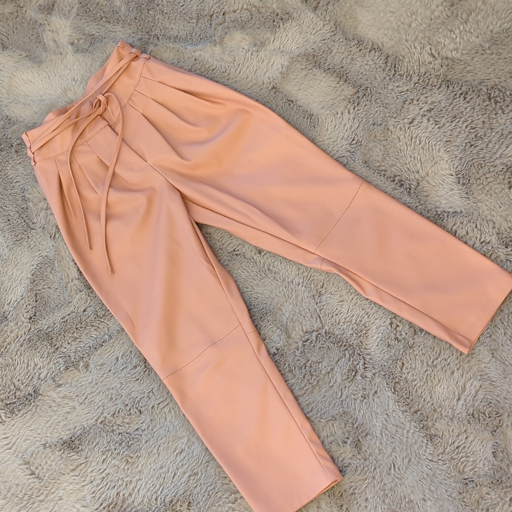 Pink faux leather pants
